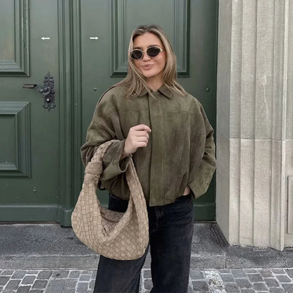 Gracelyn – Oversized kort bomberjakke til kvinder