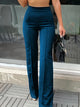 Elvaria - Womens High Waisted Stretch Wide Leg Trousers
