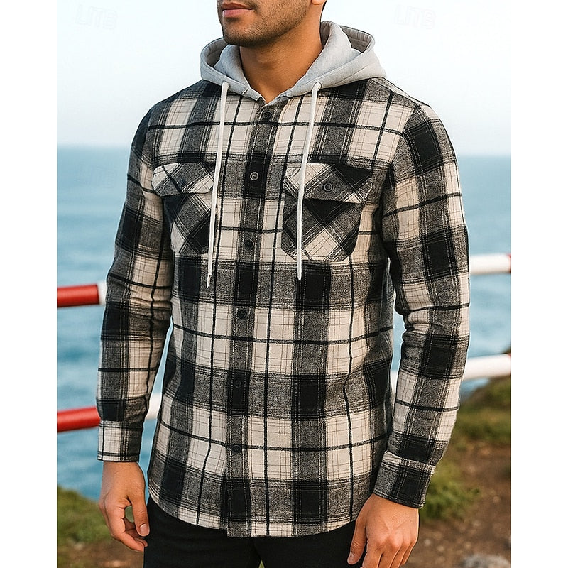 Thatcher | Hooded Checked Shirt Jacket - Image 3