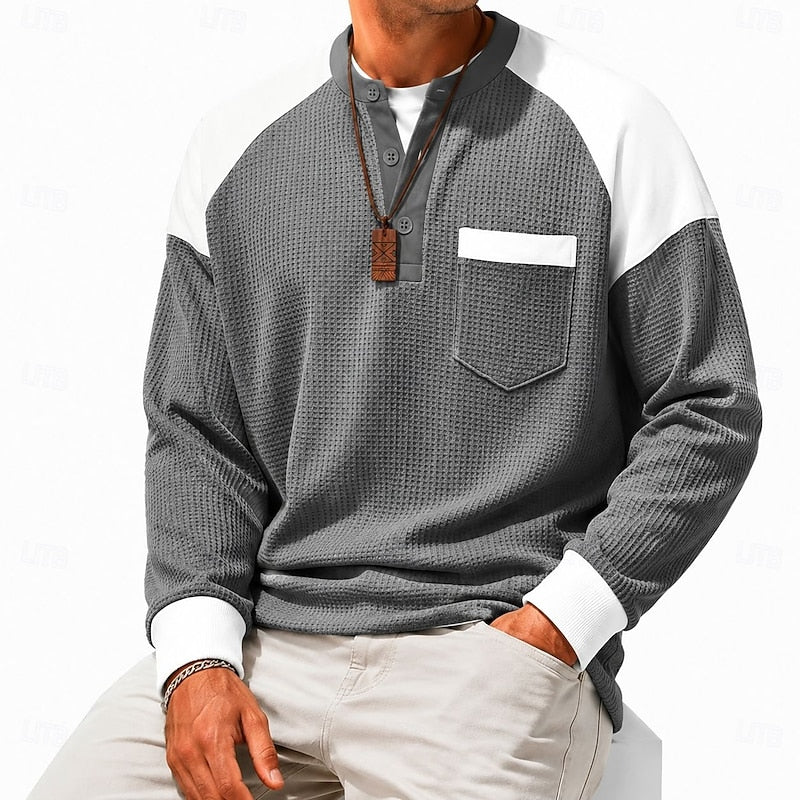 Ashton | Textured Long-Sleeve Henley Shirt - Image 7