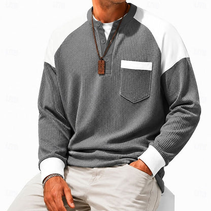 Ashton | Textured Long-Sleeve Henley Shirt - Image 7