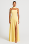 Women Strapless Maxi Dress High Slit Formal Gown