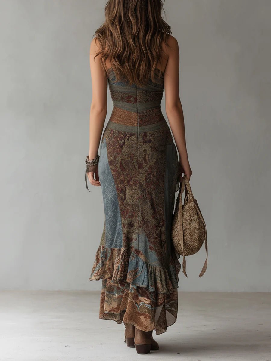 Women Asymmetrical One Shoulder Draped Maxi Dress Summer - Image 3