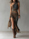 Women Asymmetrical One Shoulder Draped Maxi Dress Summer