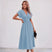 Women Ruched Waist Deep V Midi Dress Wedding Guest - Image 14