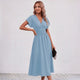 Women Ruched Waist Deep V Midi Dress Wedding Guest - Image 14