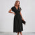 Women Ruched Waist Deep V Midi Dress Wedding Guest - Image 9