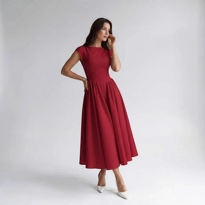 Women Fit Flare Sleeveless A-Line Midi Dress Wedding Guest - Image 10