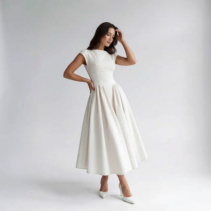 Women Fit Flare Sleeveless A-Line Midi Dress Wedding Guest - Image 11
