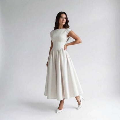 Women Fit Flare Sleeveless A-Line Midi Dress Wedding Guest - Image 12