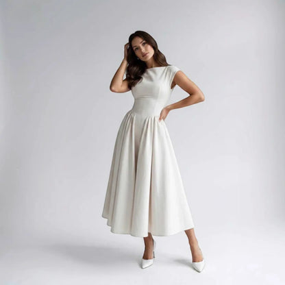 Women Fit Flare Sleeveless A-Line Midi Dress Wedding Guest - Image 13