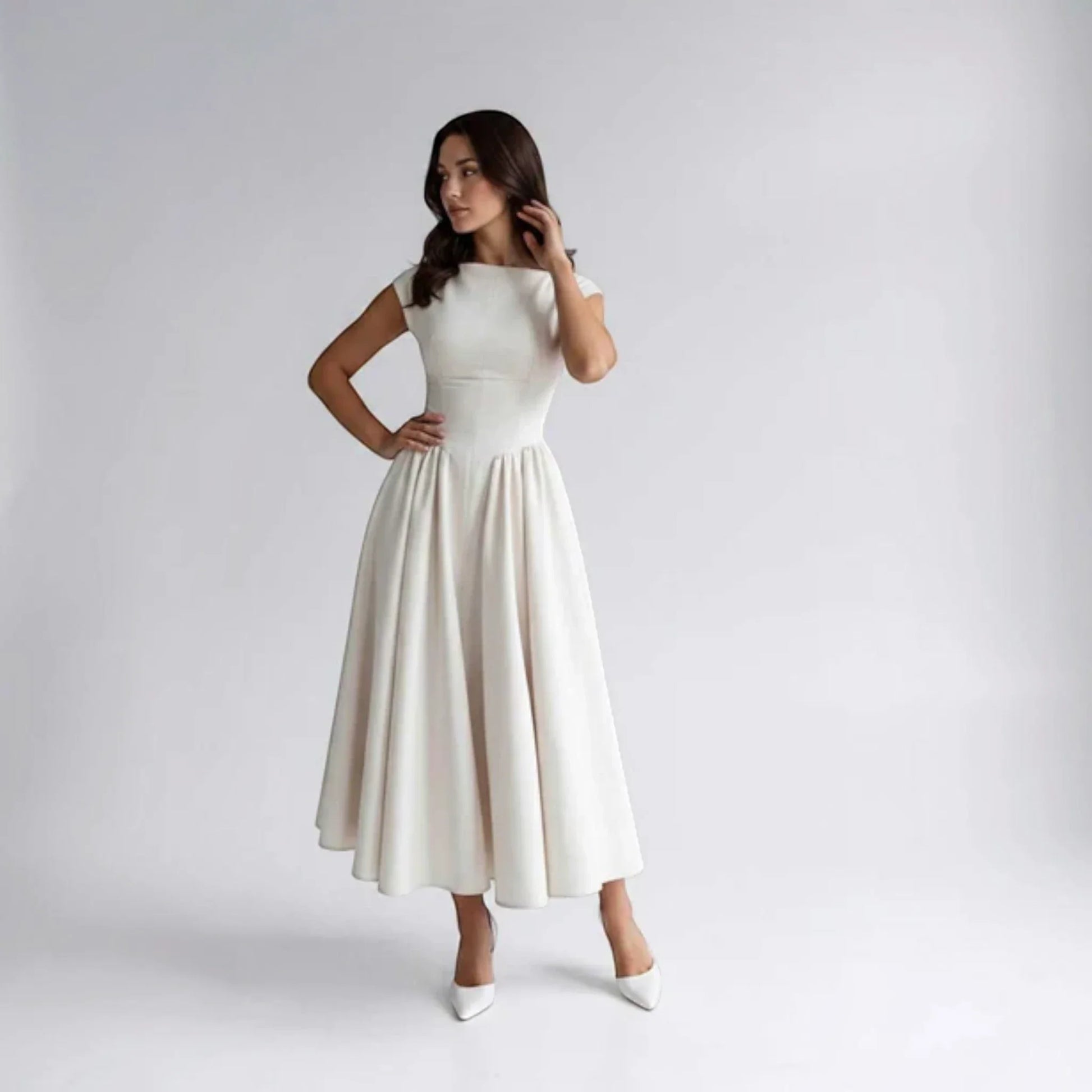 Women Fit Flare Sleeveless A-Line Midi Dress Wedding Guest - Image 14