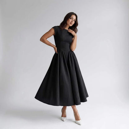 Women Fit Flare Sleeveless A-Line Midi Dress Wedding Guest - Image 16