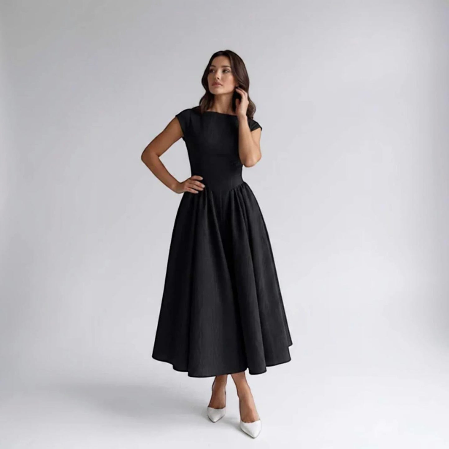 Women Fit Flare Sleeveless A-Line Midi Dress Wedding Guest - Image 17