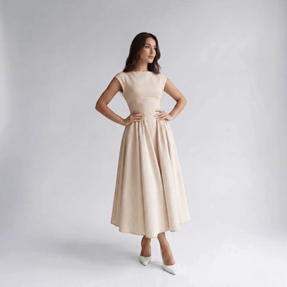 Women Fit Flare Sleeveless A-Line Midi Dress Wedding Guest - Image 6