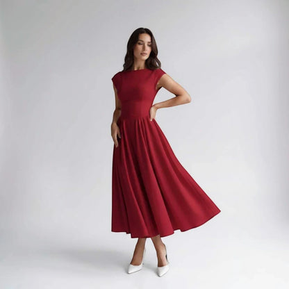 Women Fit Flare Sleeveless A-Line Midi Dress Wedding Guest - Image 7