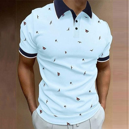 Men's Lightweight Nautical Print Polo Shirt - Image 3