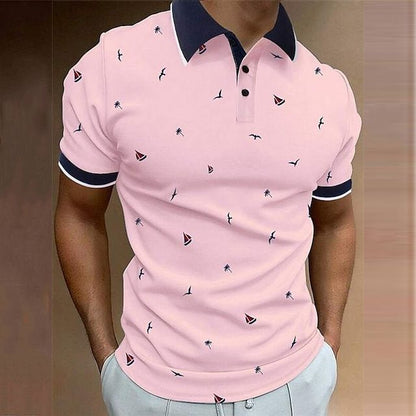 Men's Lightweight Nautical Print Polo Shirt
